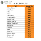 Stainless Steel Delight Solid Dinner Set Of 46 Pieces, Silver | Easy To Clean & Dishwasher Safe
